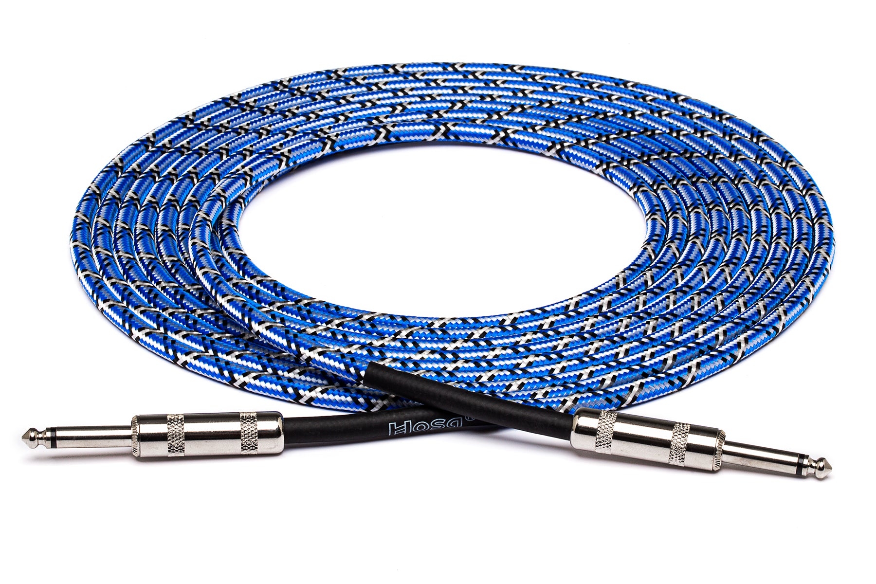 Hosa 3GT18C1 Cloth Guitar Cable,  Straight To Same, 18 Ft / 5.5M Blue/White/Black