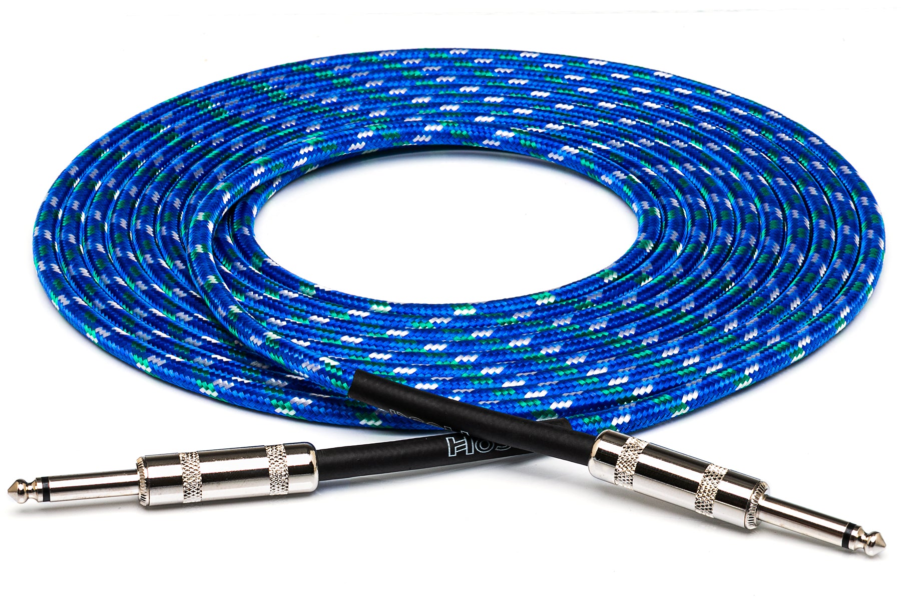 Hosa 3GT18C2 Cloth Guitar Cable,  Straight To Same, 18 Ft / 5.5M Blue/Green/White