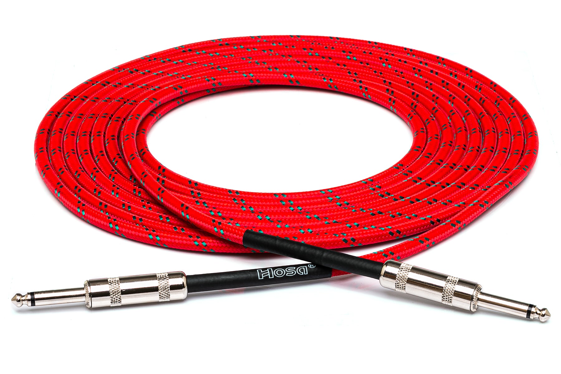 Hosa 3GT18C3 Cloth Guitar Cable,  Straight To Same, 18 Ft / 5.5M Red/Green