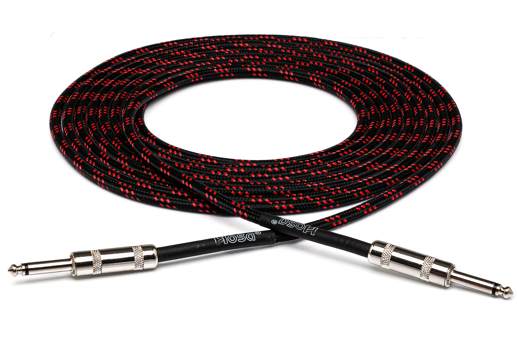 Hosa 3GT18C5 Cloth Guitar Cable,  Straight To Same, 18 Ft / 5.5M Black/Red