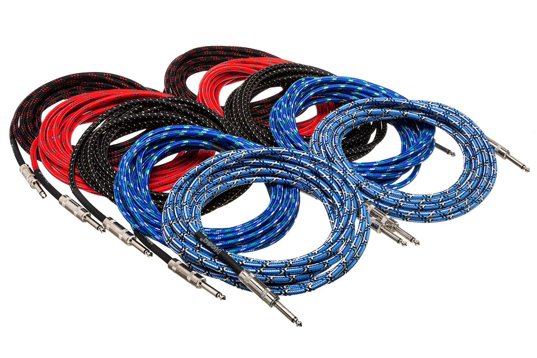 Hosa 3GT18C1 Cloth Guitar Cable,  Straight To Same, 18 Ft / 5.5M Blue/White/Black