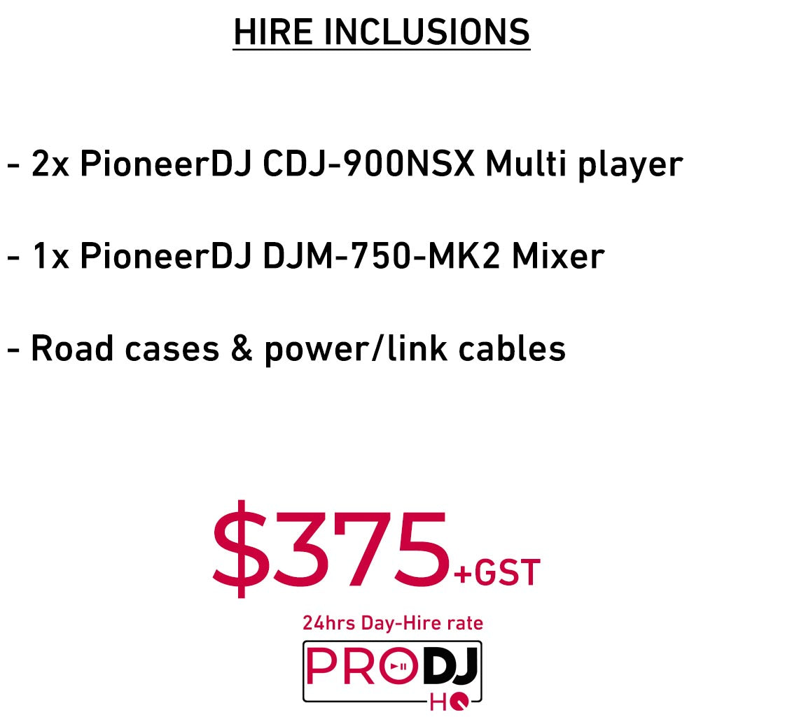 PioneerDJ Pro Club Setup 2 (CDJ-900NXS & DJM-750Mk2 hire)