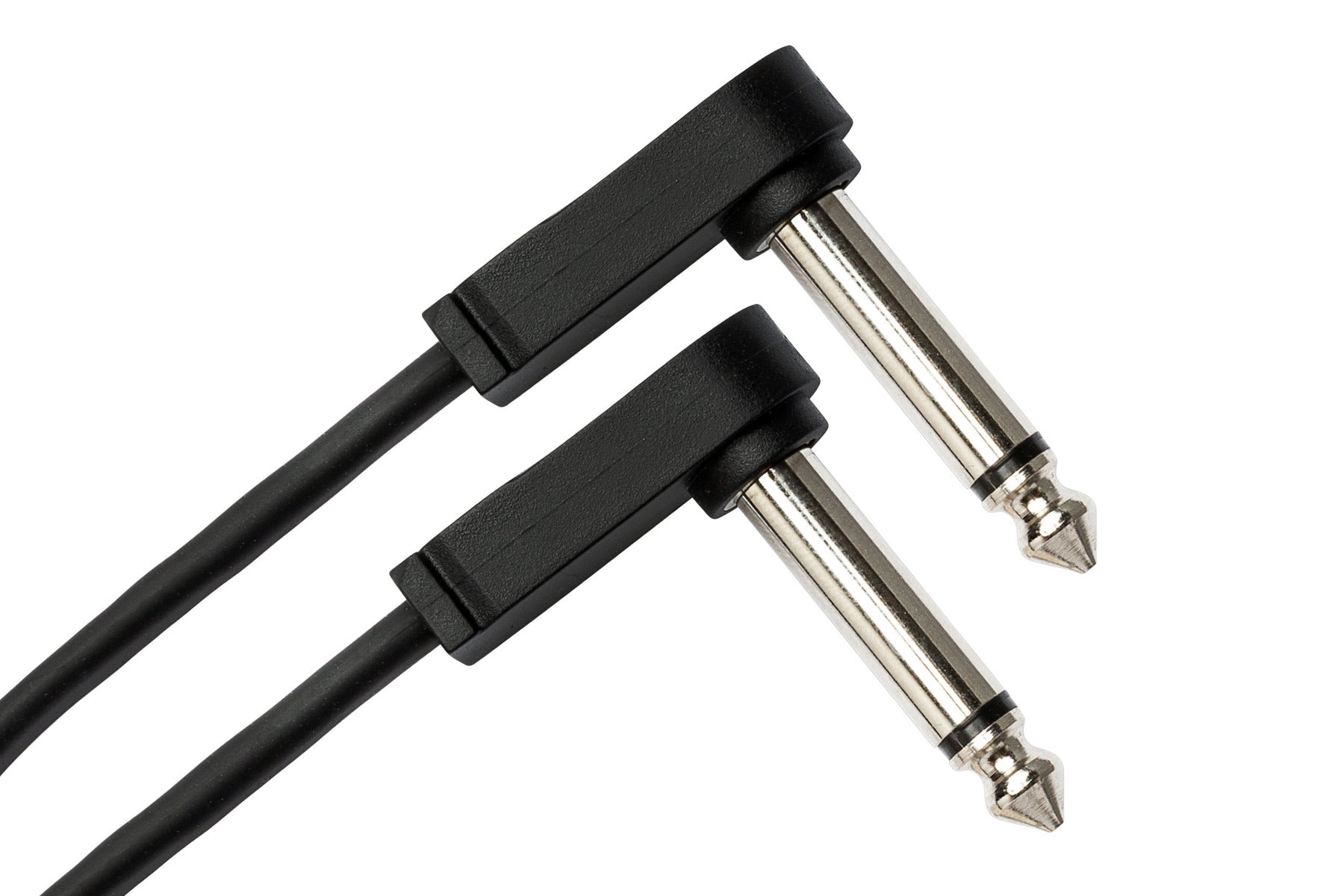 The Hosa CFP106 Flat Guitar Patch Cable, Molded Low-Profile Right-Angle To Same, 6 In