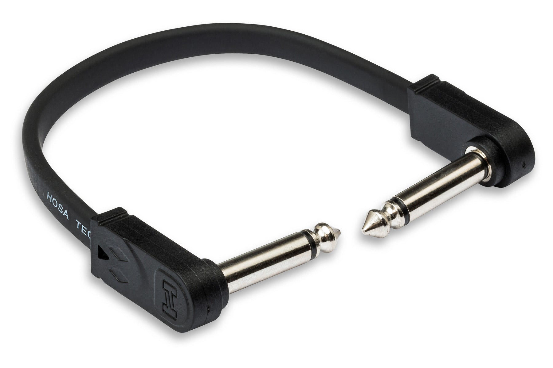 The Hosa CFP106 Flat Guitar Patch Cable, Molded Low-Profile Right-Angle To Same, 6 In