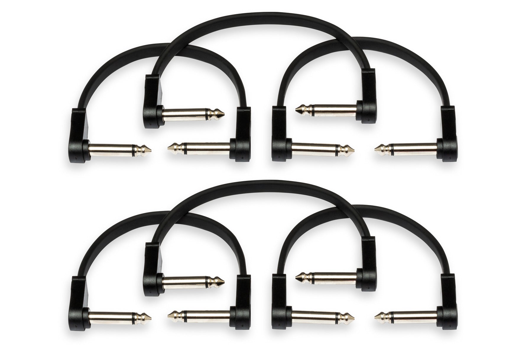 The Hosa CFP606 Flat Guitar Patch Cable, Molded Low-Profile Right-Angle To Same, 6 In, 6 Pc