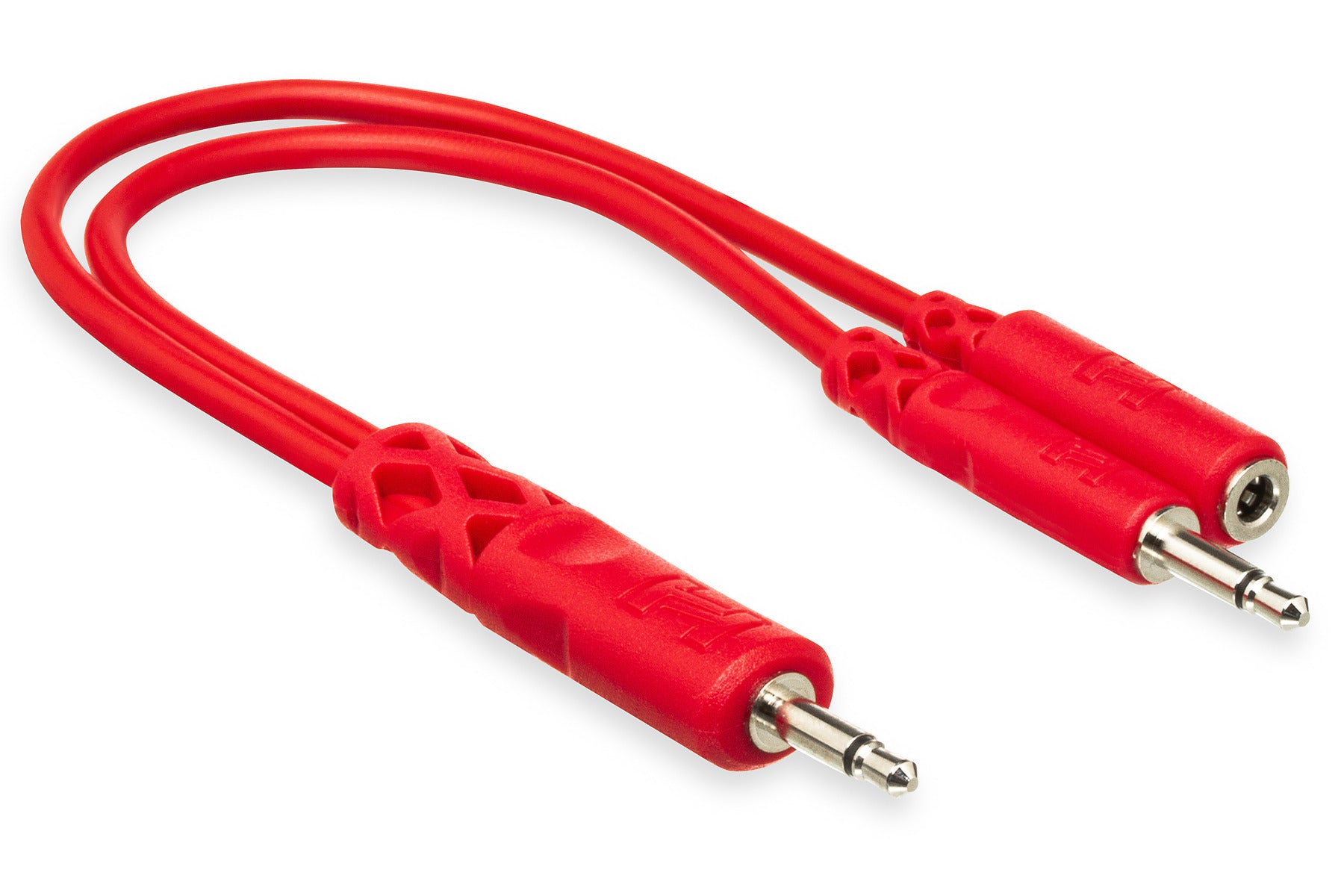 The Hosa CMM500Y mix Hopscotch Patch Cables, 3.5 Mm TS With 3.5 Mm TSf Pigtail To 3.5 Mm TS, 5 Pc, Variou