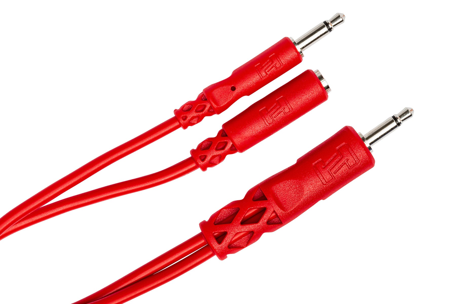 The Hosa CMM500Y mix Hopscotch Patch Cables, 3.5 Mm TS With 3.5 Mm TSf Pigtail To 3.5 Mm TS, 5 Pc, Variou