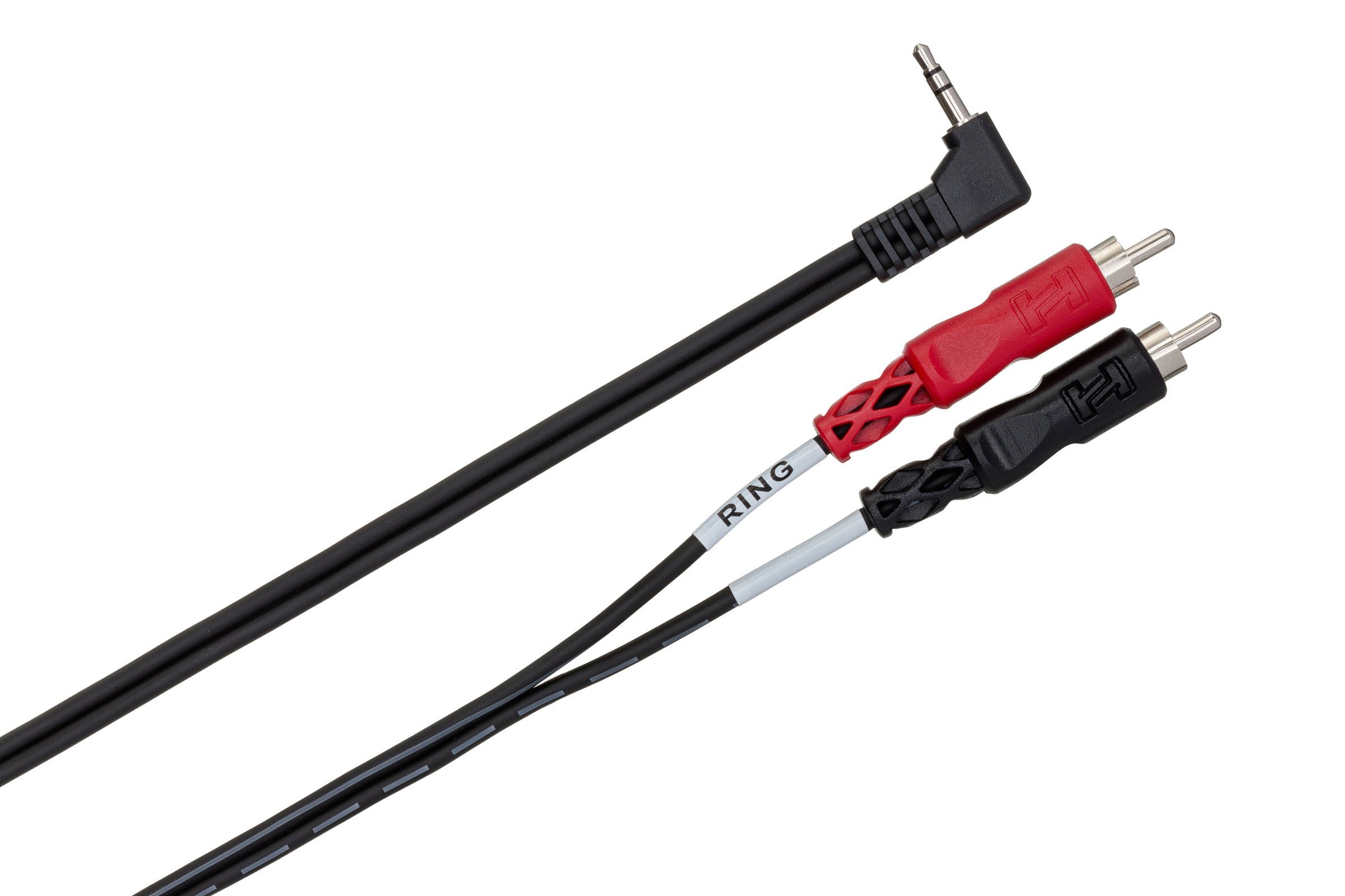 Hosa CMR203R Stereo Breakout, Right-Angle 3.5 Mm TRS To Dual RCA, 3 Ft / 0.9M