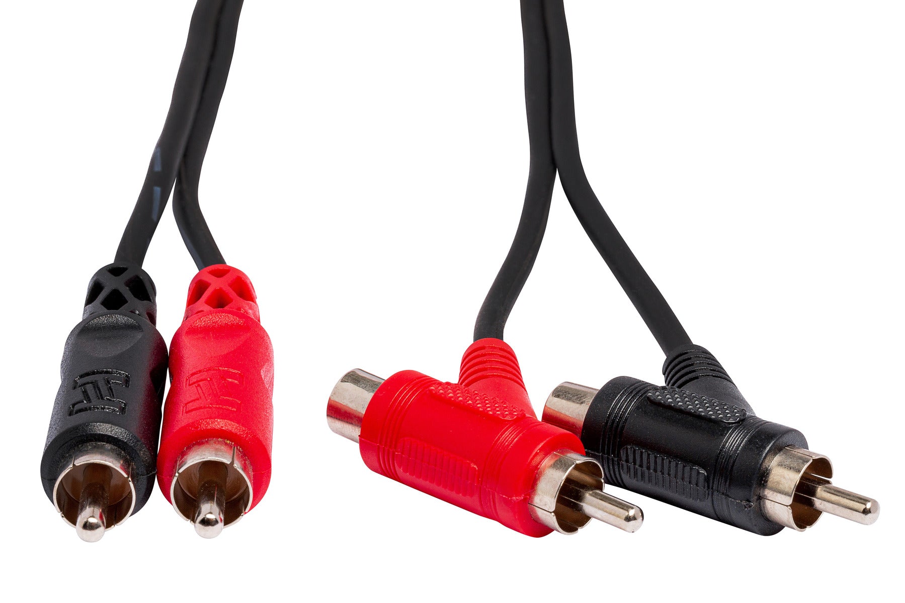 Hosa CRA201PB Stereo Interconnect, Dual RCA To Dual Piggyback RCA, 1 M