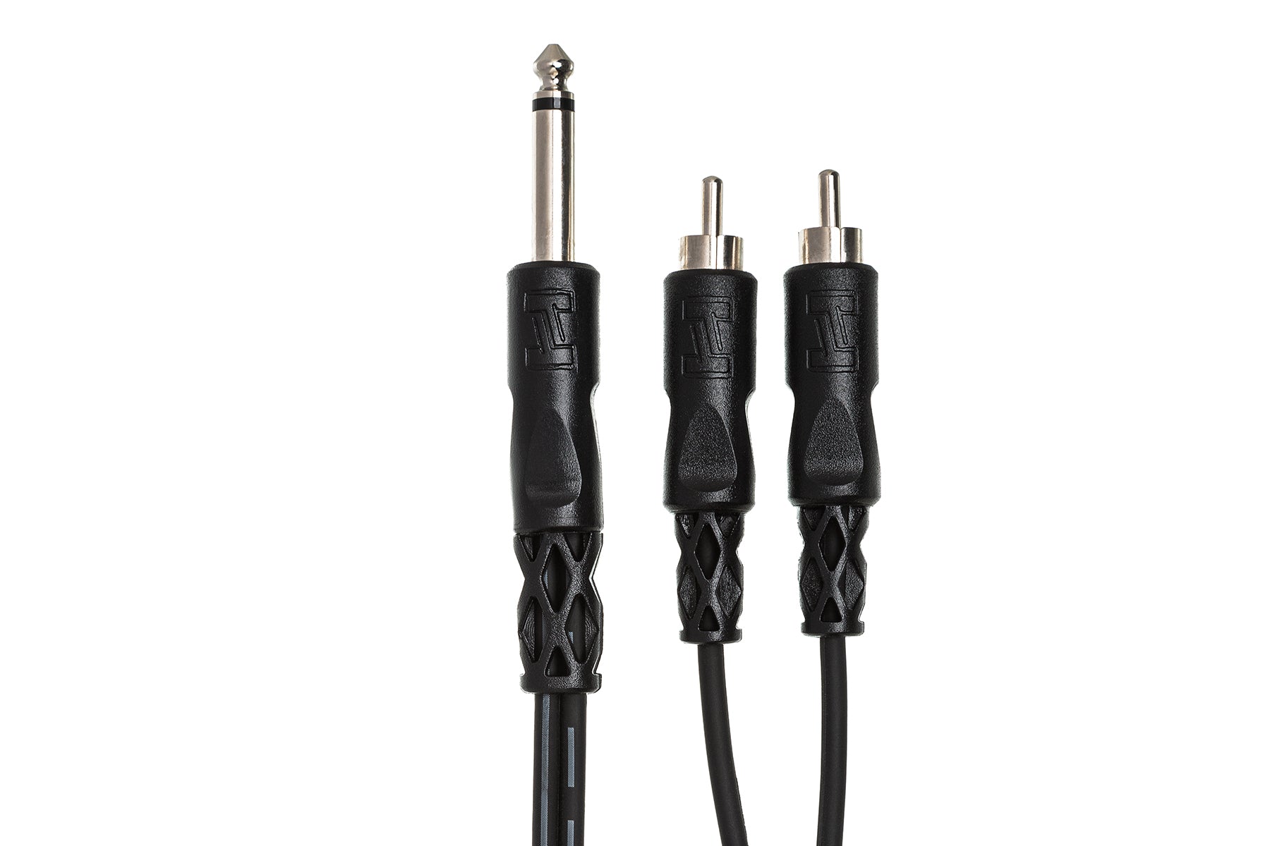 Hosa CYR102 Y Cable, 1/4 In TS To Dual RCA, 2 m