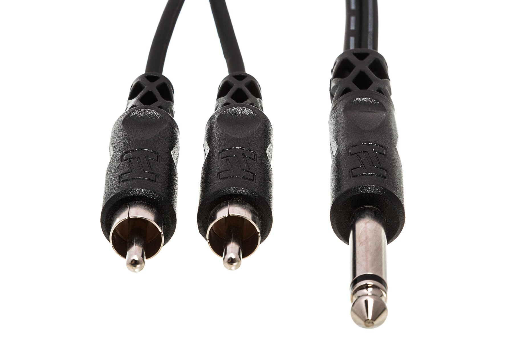 Hosa CYR103 Y Cable, 1/4 In TS To Dual RCA, 3 m