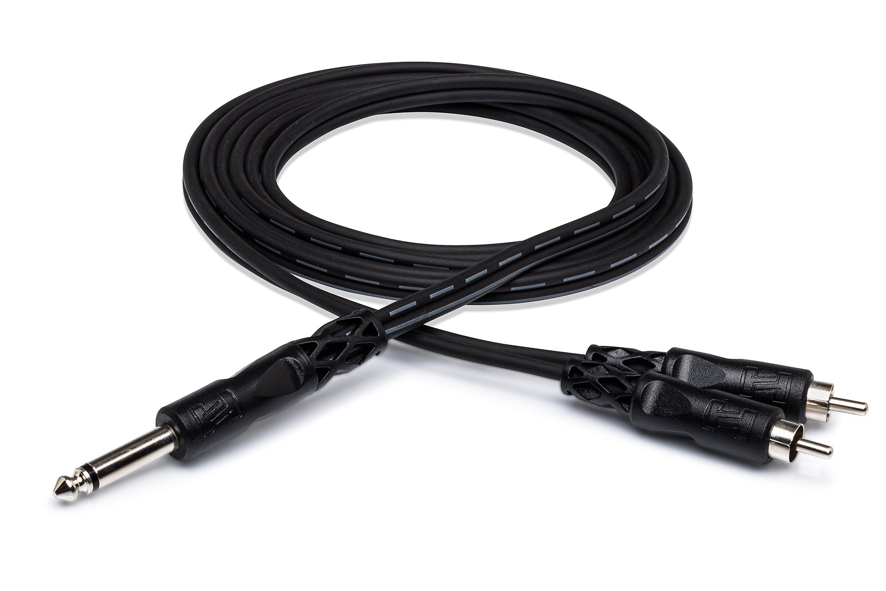 Hosa CYR102 Y Cable, 1/4 In TS To Dual RCA, 2 m