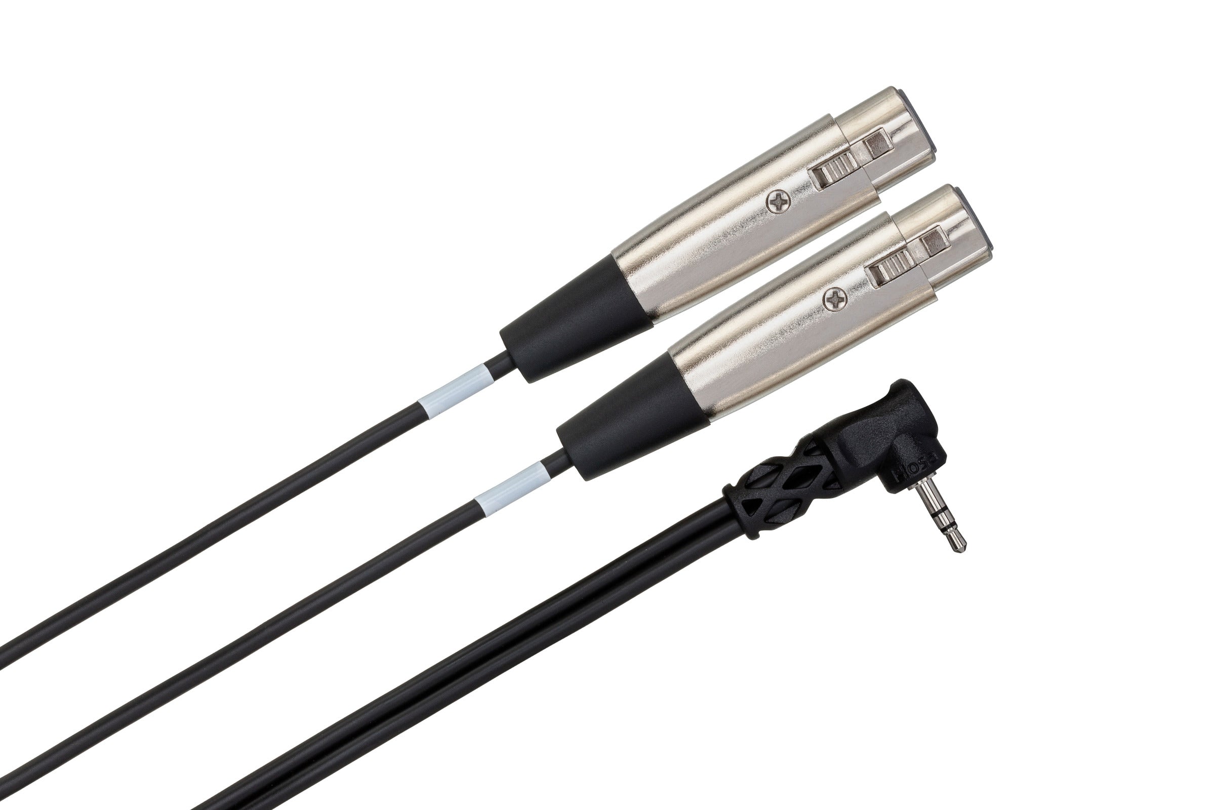 Hosa CYX401F Camcorder Microphone Cable, Dual XLR Female To Right-Angle 3.5 Mm TRS, 1 Ft / 0.3M