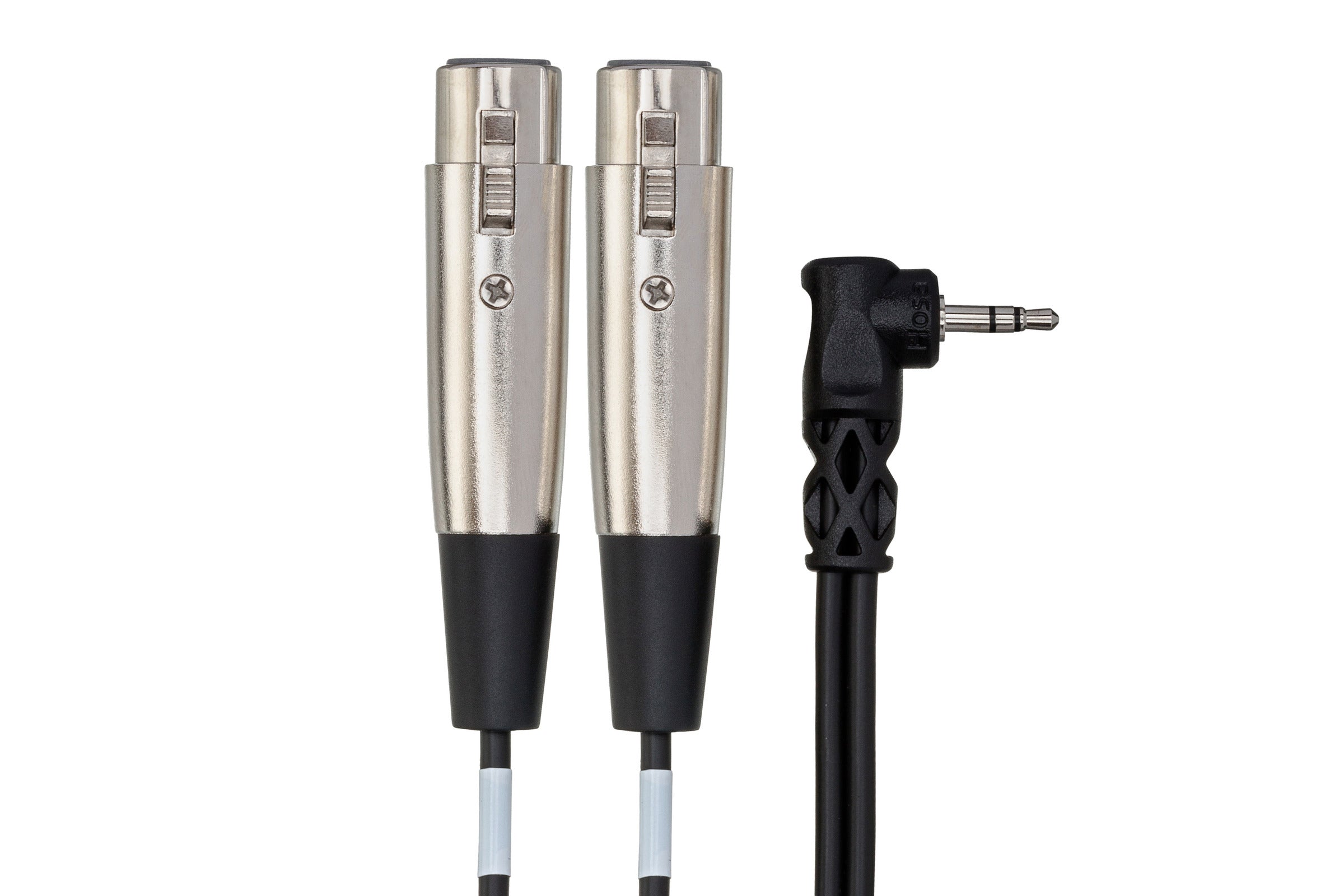 Hosa CYX401F Camcorder Microphone Cable, Dual XLR Female To Right-Angle 3.5 Mm TRS, 1 Ft / 0.3M