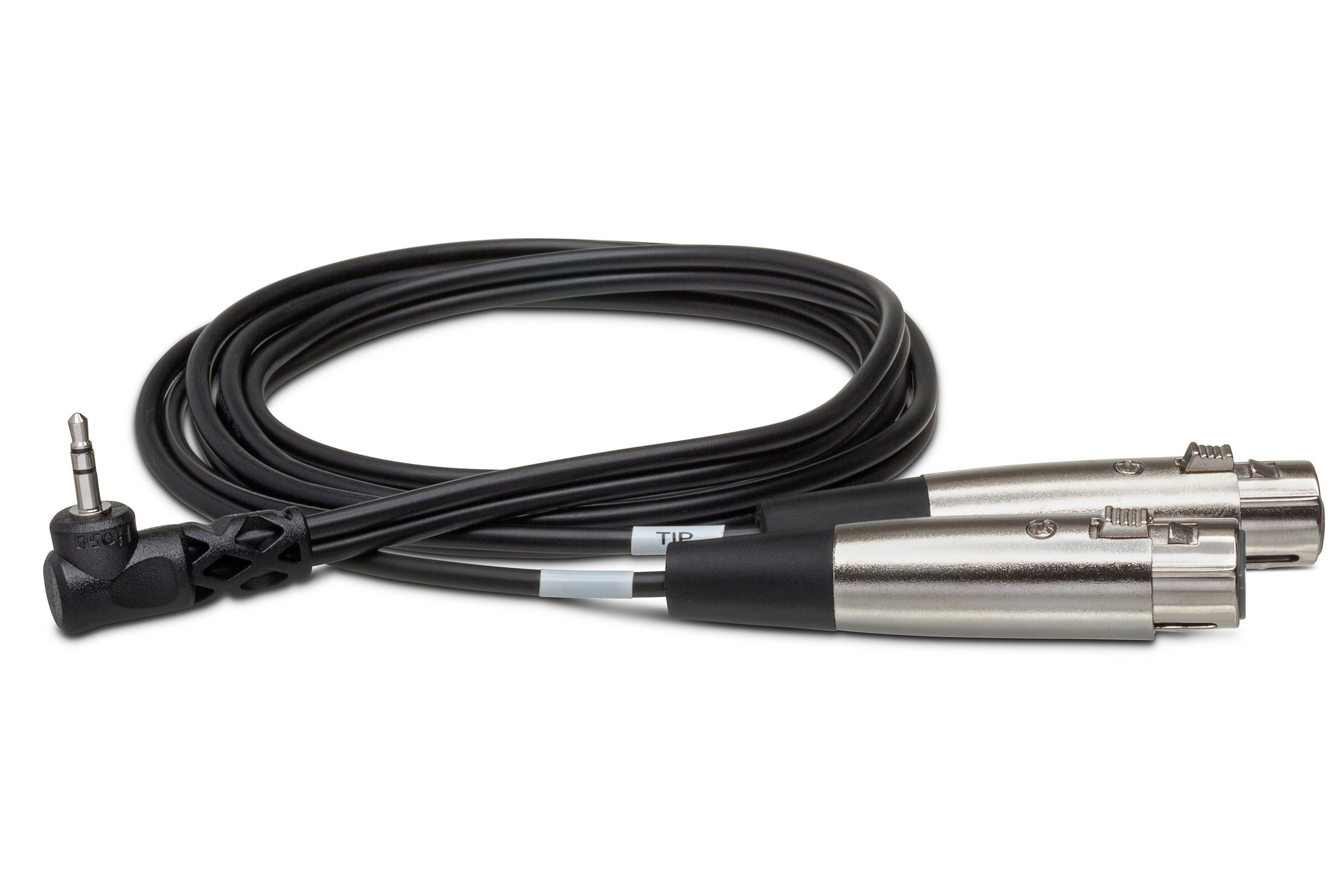 Hosa CYX401F Camcorder Microphone Cable, Dual XLR Female To Right-Angle 3.5 Mm TRS, 1 Ft / 0.3M