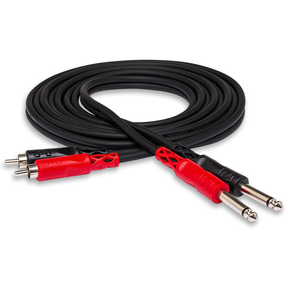 Hosa CPR202 Stereo Interconnect, Dual 1/4 In TS To Dual RCA, 2 M