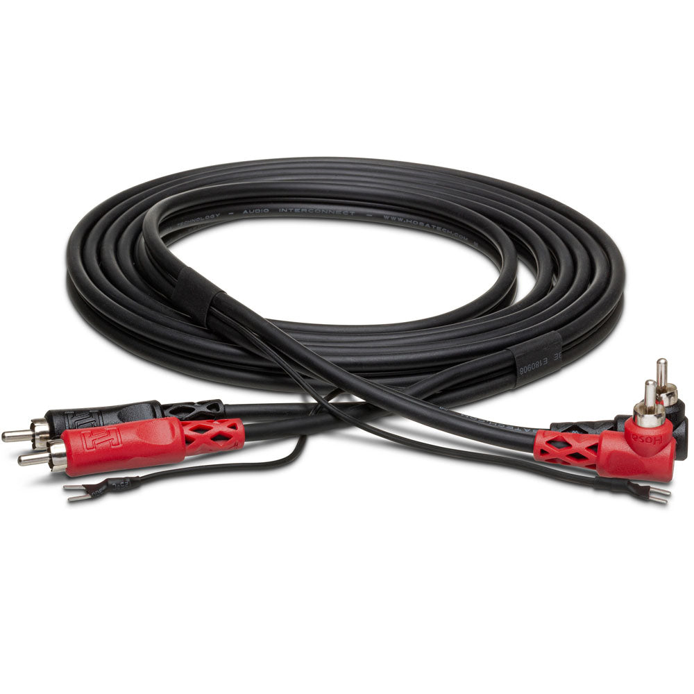 Hosa CRA201DJ Stereo Interconnect, Dual RCA To Dual Right-Angle RCA With Ground Wire, 1 M