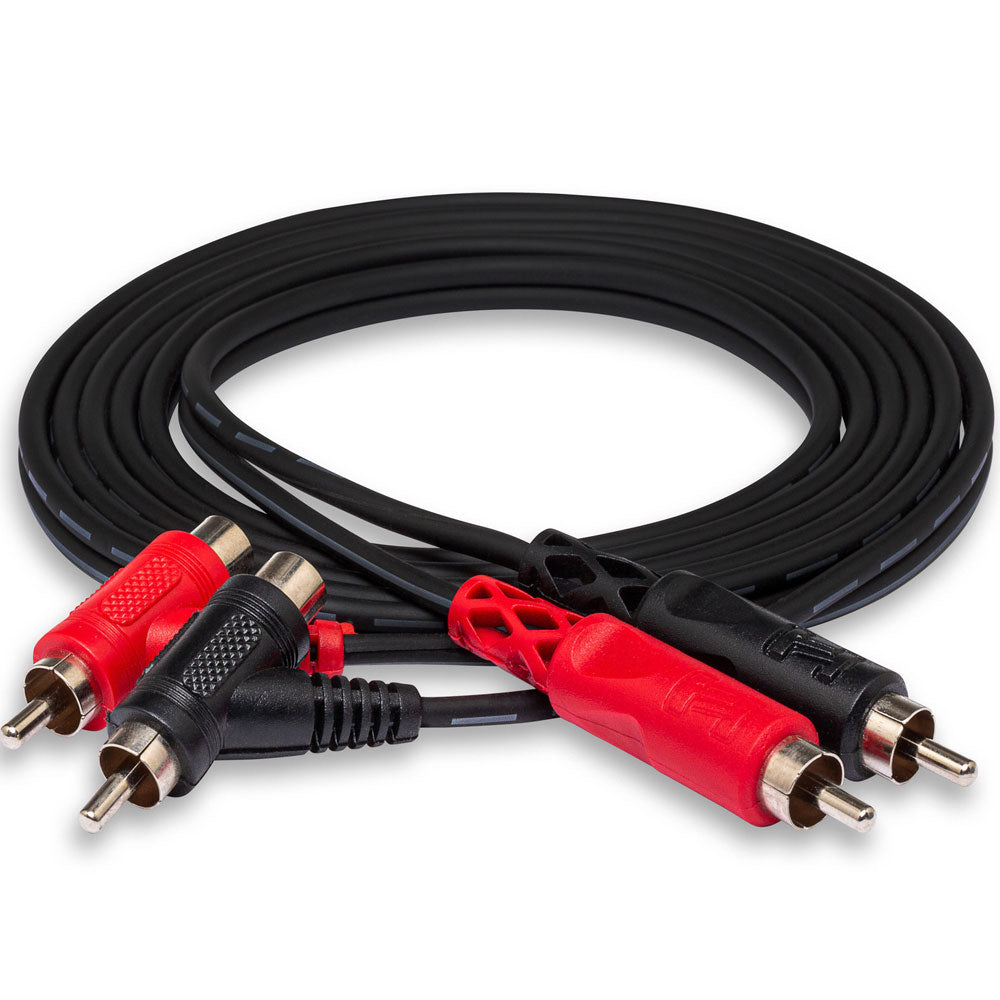 Hosa CRA201PB Stereo Interconnect, Dual RCA To Dual Piggyback RCA, 1 M