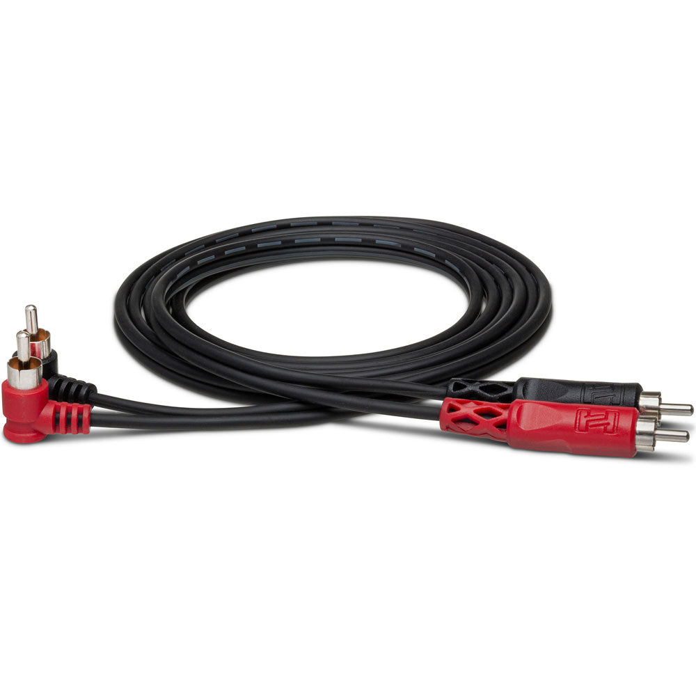 Hosa CRA201R Stereo Interconnect, Dual RCA To Dual Right-Angle RCA, 1 M