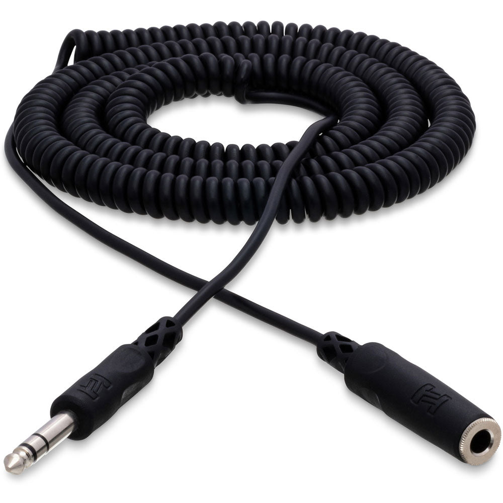 Hosa HPE325C Spring Headphone Extension Cable, 1/4 In TRS To 1/4 In TRS, 25 Ft / 7.6M