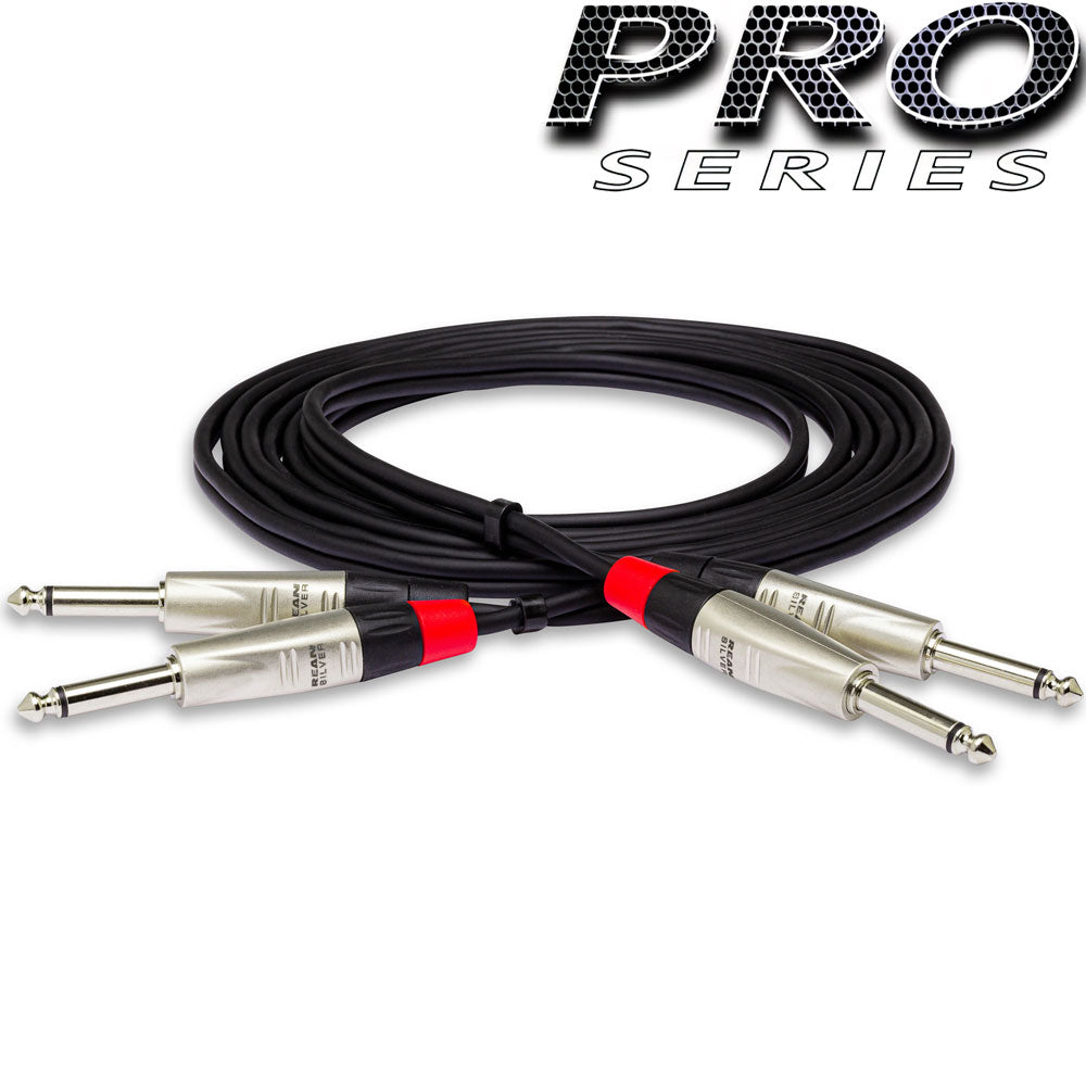 Hosa Pro HPP001.5X2 Pro Stereo Interconnect, Dual Rean 1/4 In TS To TS, 1.5 Ft / 0.45M