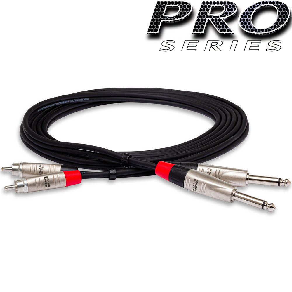 Hosa Pro HPR003X2 Pro Stereo Interconnect, Dual Rean 1/4 In TS To RCA, 3 Ft / 0.9M