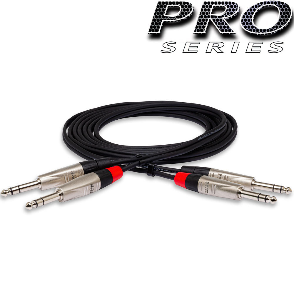 Hosa Pro HSS001.5X2 Pro Stereo Interconnect, Dual Rean 1/4 In TRS To TRS, 1.5 Ft / 0.45M