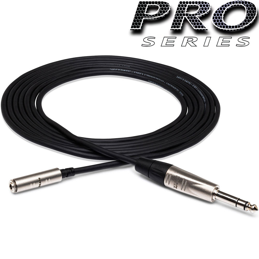 Hosa Pro HXMS010 Pro Headphone Adapter Cable, Rean 3.5 Mm TRS To 1/4 In TRS, 10 Ft / 3M