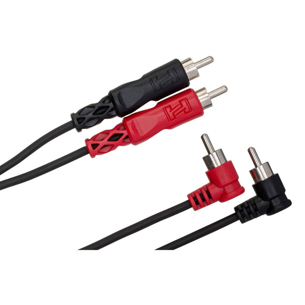 Hosa CRA202R Stereo Interconnect, Dual RCA To Dual Right-Angle RCA, 2 M