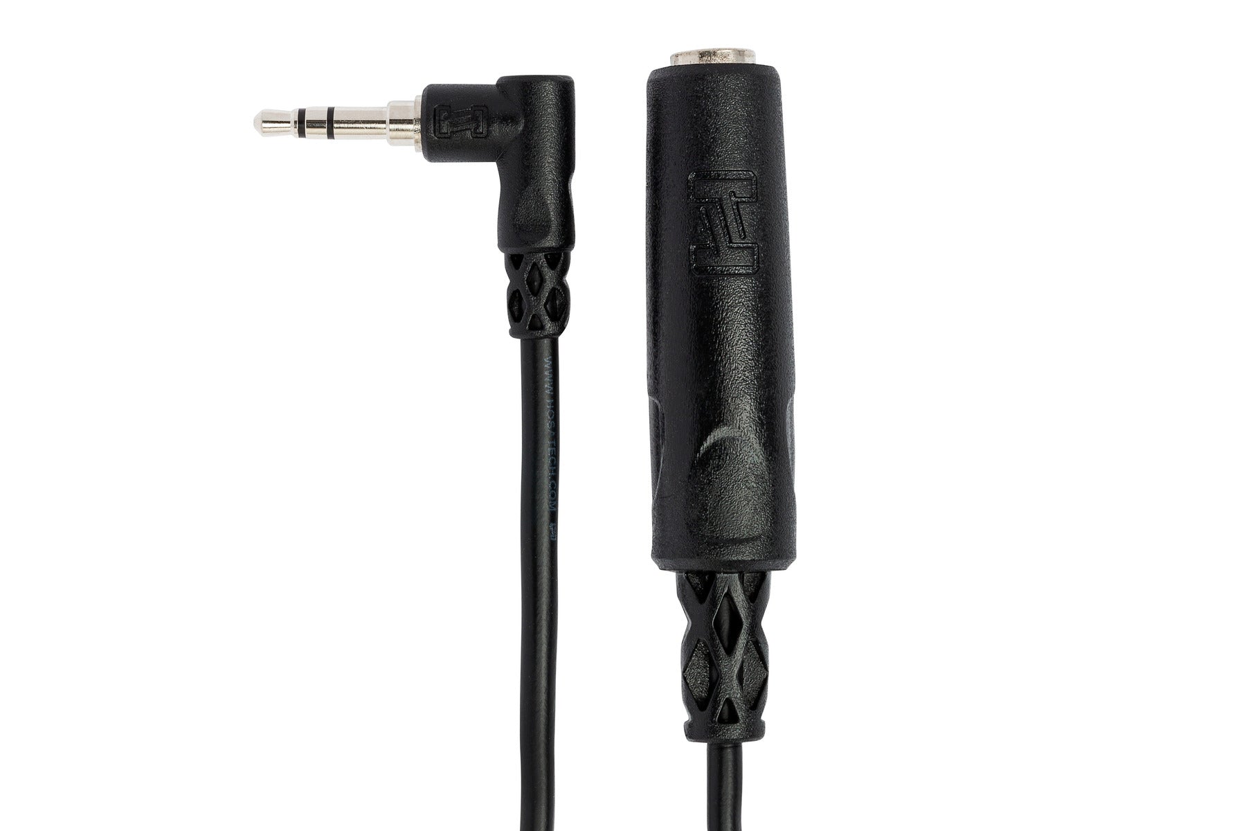 Hosa MHE100.5 Headphone Adapter, 1/4 In TRS To Right-Angle 3.5 Mm, 6 In / 15Cm