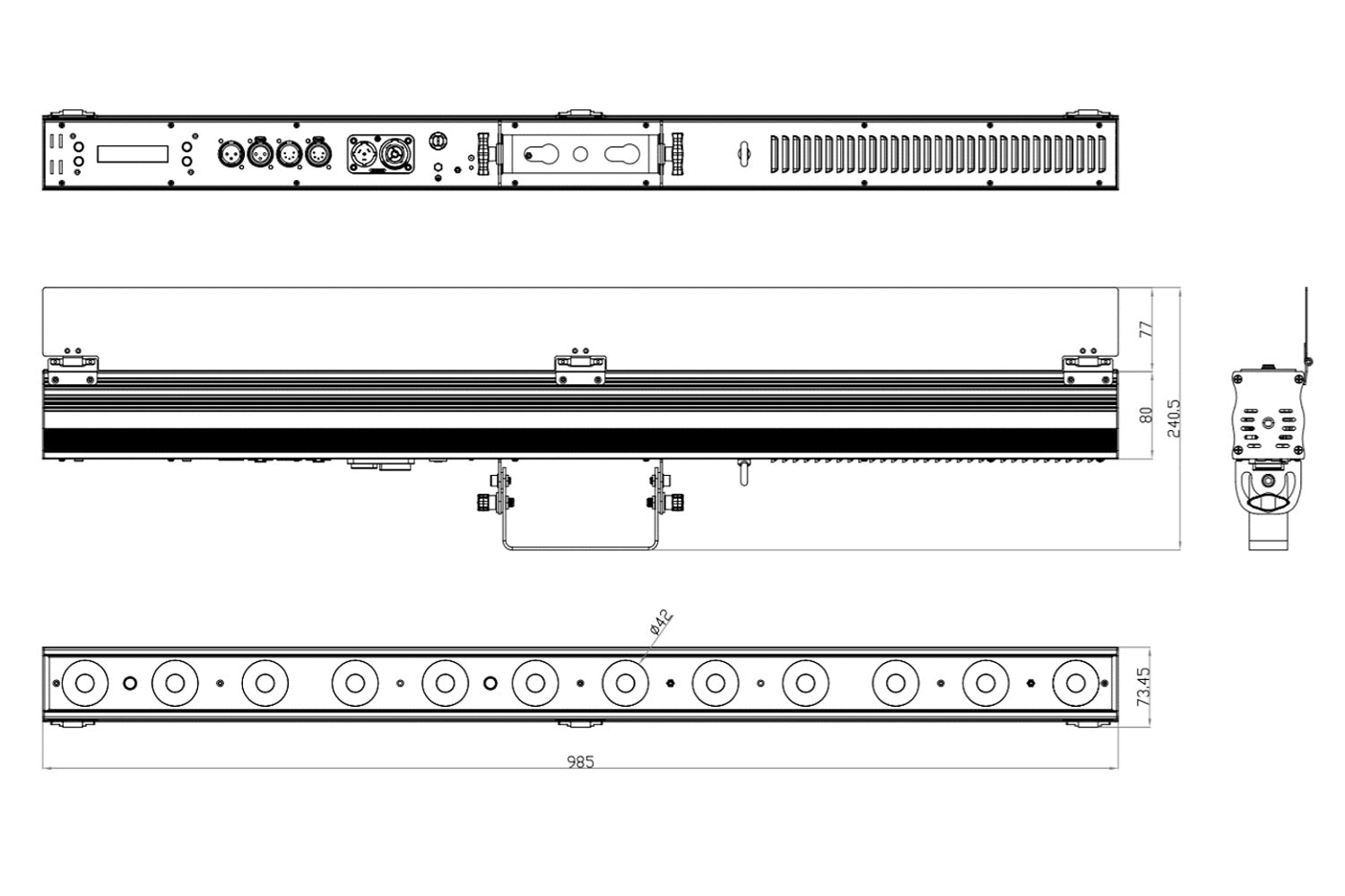 Event Lighting PIXBAR12H - 12 x 12W RGBWAU with Barndoor & Frost Filter