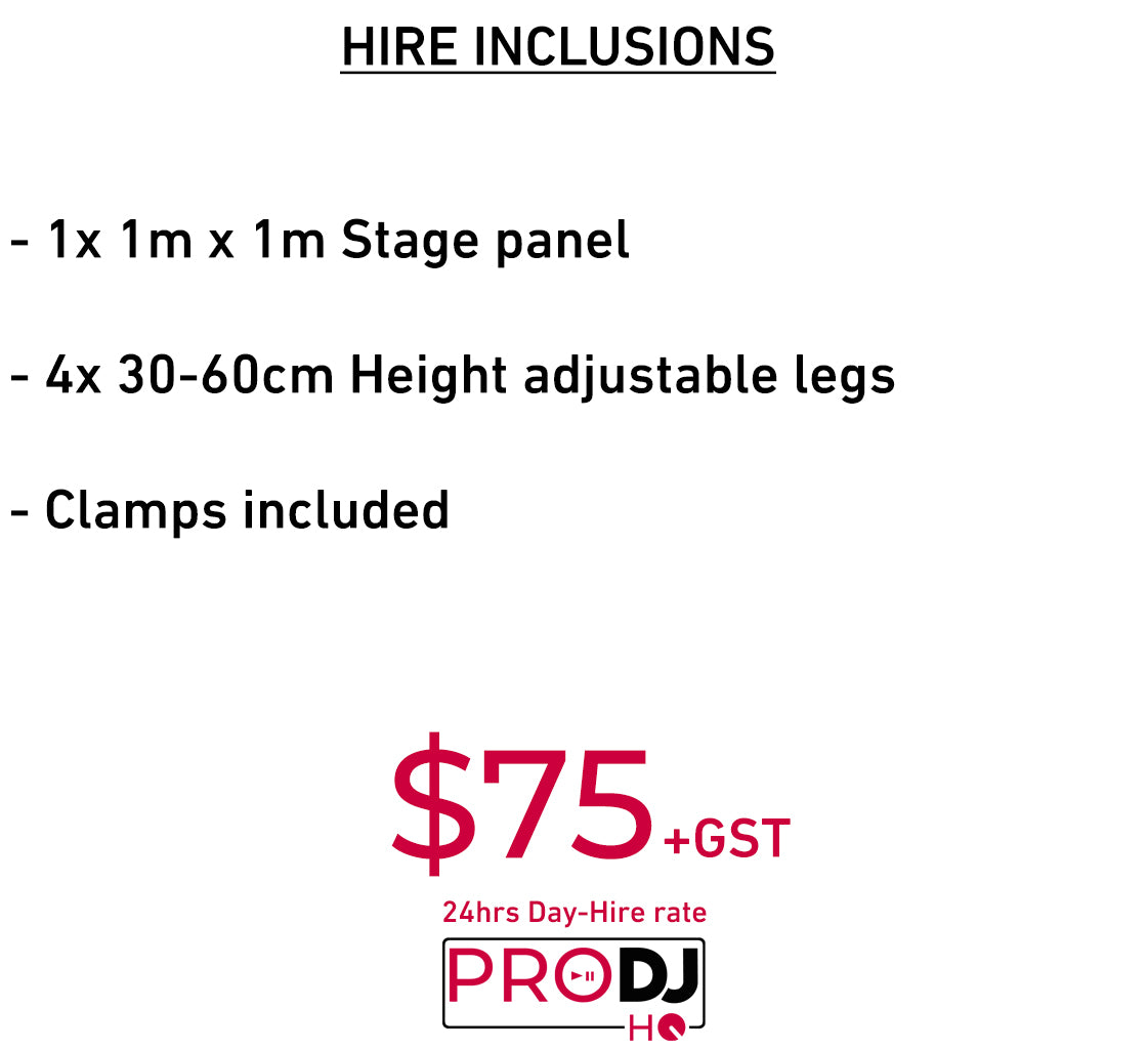Staging panel (1m x 1m) & Legs Hire