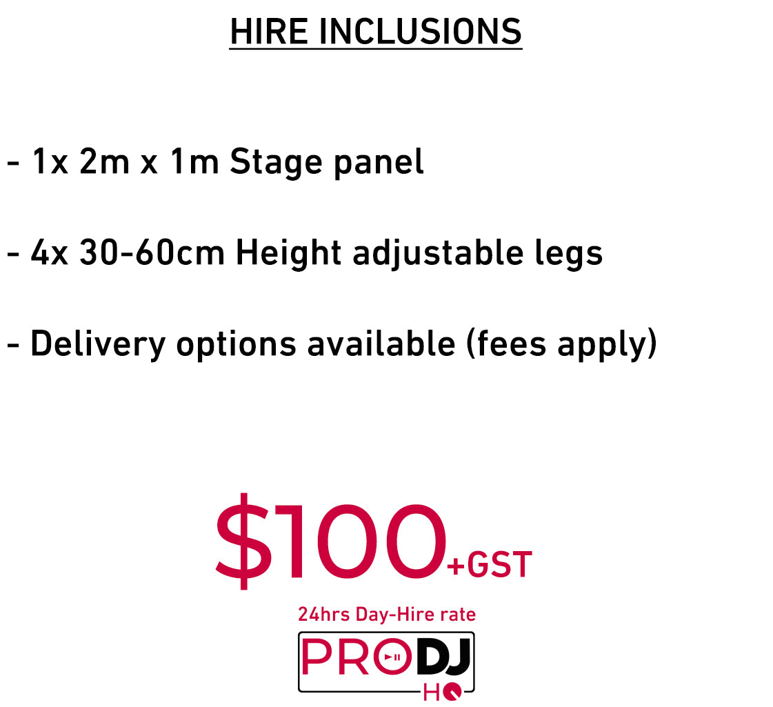 Staging panel (2m x 1m) & Legs Hire