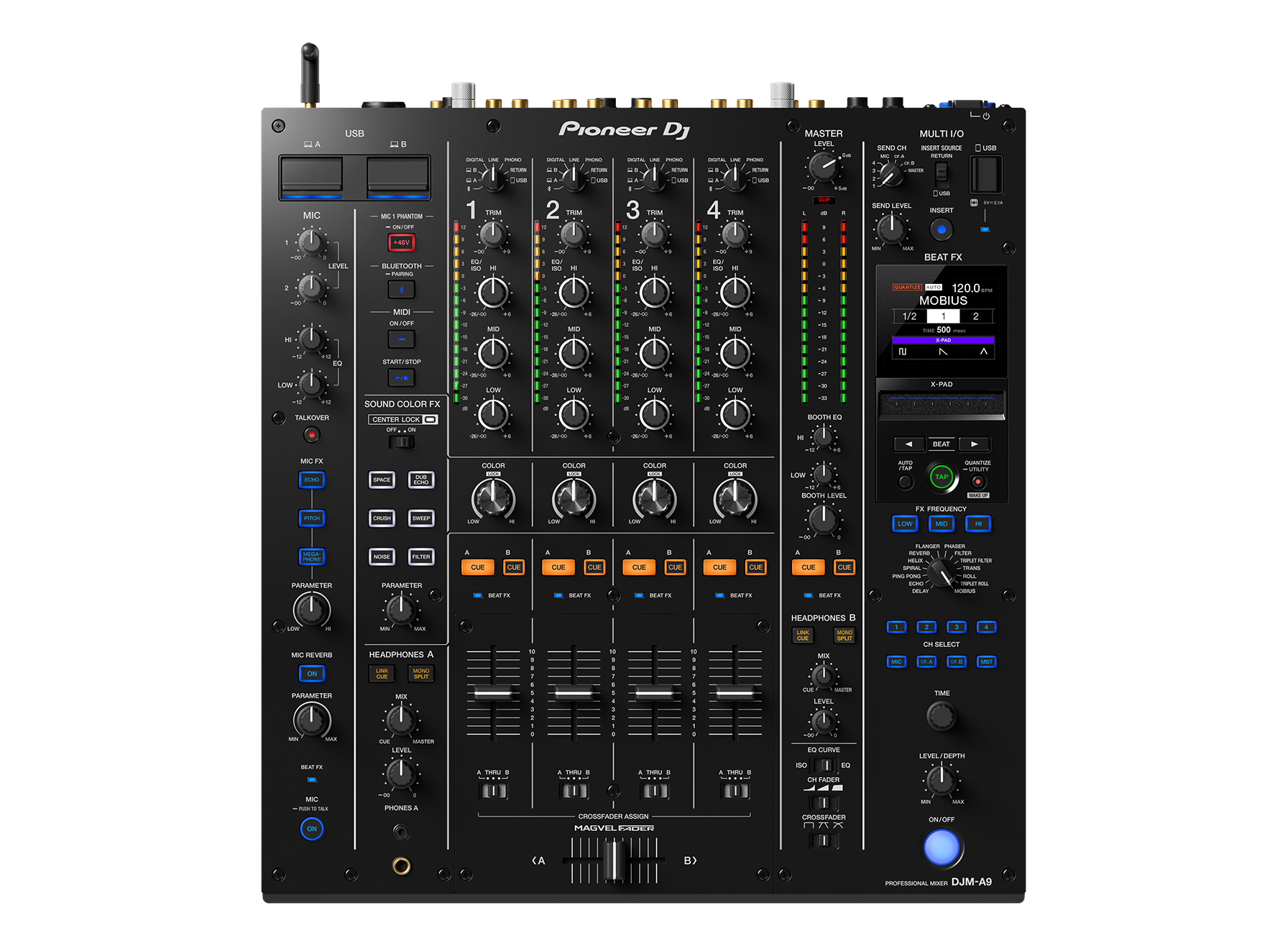 Pioneer DJ DJM-A9 Mixer Professional 4 Channel DJ Mixer w/ Bluetooth