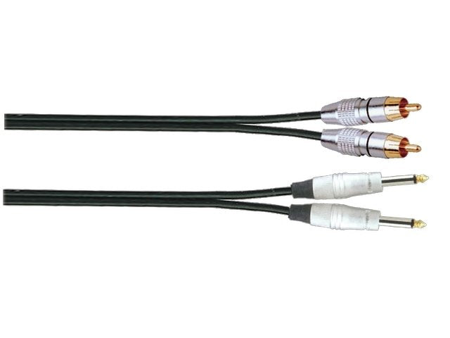 SoundKing R2MJ21 - 2 x TS-M 6.35mm Jack to 2 x RCA-M Signal Lead (1m)