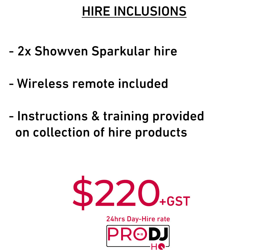 2x Showven Sparkular hire (remote included)